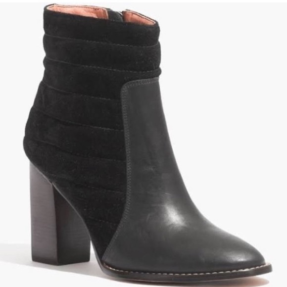 Madewell Shoes - Madewell Lindley Suede Quilted Black Booties Size 8.5